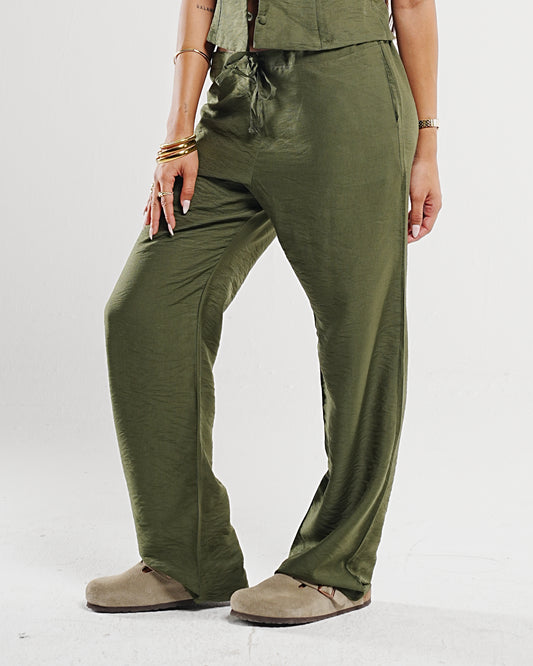 Olive Linen Pants